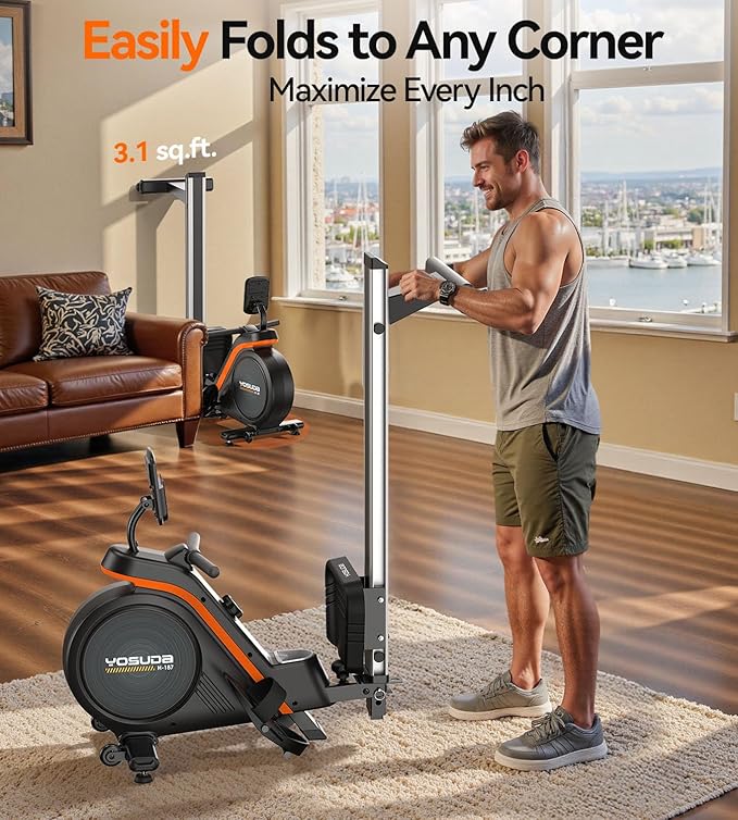 YOSUDA Magnetic/Water Rowing Machine for Home - Rower Machine Use with Bluetooth, App Supported, Rowing Machine for Taller Power Athletes, Comfortable Seat Cushion