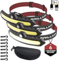 3 Pack LED headlamp rechargeable, 1200 mAh battery head lamp with 6 lightning modes, Red safety headlight with adjustable light angle, led headlights high and low beam for camping, hiking, running