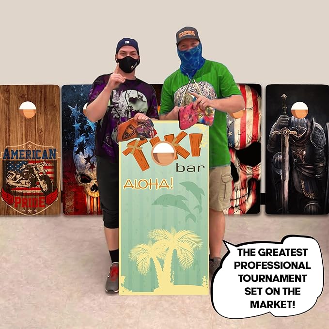 CornholeGamesUSA Pro Cornhole Boards Set | Made in USA | 3/4 Baltic Birch | No Bounce | Triple Thick Legs | Two Brace & Handles, Tournament 2x4 Regulation Set with Score Tower & Cornhole Bags