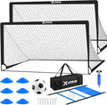 Kids Soccer Goals for Backyard Set of 2, 6x4 ft Portable Pop Up Soccer Goal Training Equipment with Soccer Ball, Ladder and Cones, Soccer Nets for Backyard for Kids Youth Toddler Outdoor Sports Games
