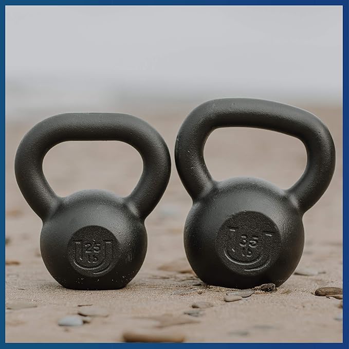 POWDERCOATED Kettlebell [Weights 20lb 25lb 35lb 44lb 50lb] **MADE IN USA** For Men and Women with Wide Grip Handle, Home Gym, Kettle bell for Core Fitness, Strength Training, Fitness & Muscle Building