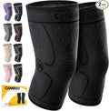 CAMBIVO 2 Pack Knee Braces for Knee Pain, Knee Compression Sleeve for Men and Women, Knee Support for Meniscus Tear, Running, Weightlifting, Workout, ACL, Arthritis, Joint Pain Relief (Black, XX-Large)