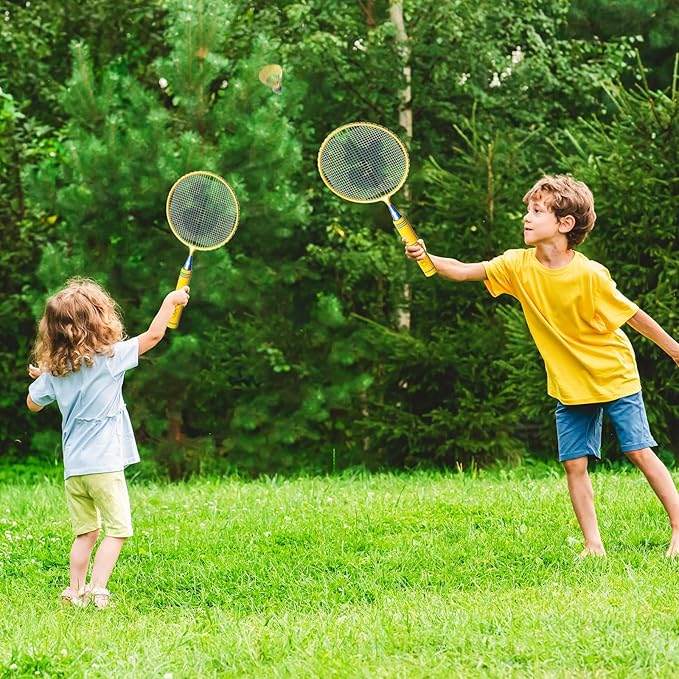 JOY SPOT! Kids Badminton Rackets Set with Soft Grip, Oversize & Lightweight Shuttlecocks Racquet with Carry Bag for Children Youth, 2 Player Sport Game for Indoor Outdoor Backyard