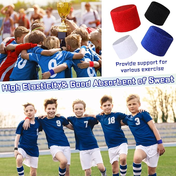 Lounsweer 72 Pcs Bulk Sports Wristbands - Sweatbands for Kids, Gifts, Party Favors, Athletics, and Fans