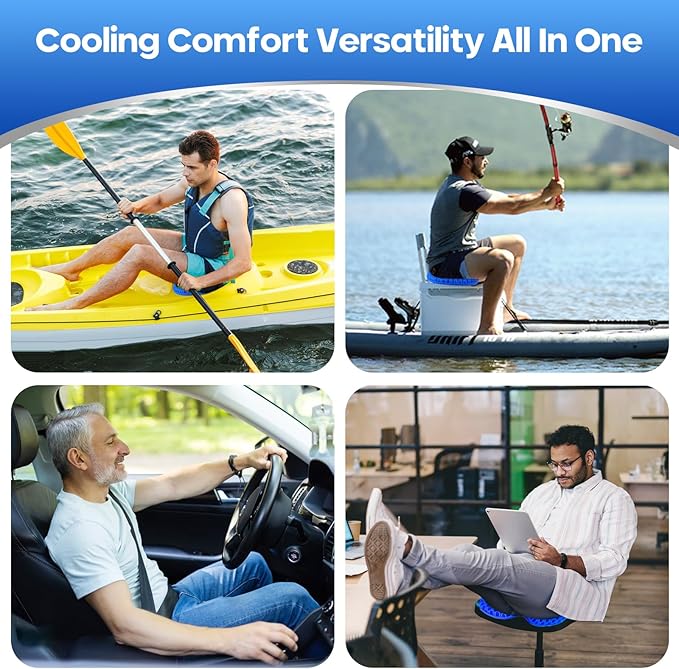 Anti Slip Kayak Gel Seat Cushion with Cover, Waterproof Seat Cushion Kayak Seat Pad for Sit in Inflatable Kayak, Canoe & Boat Fishing, Rowing, Lifetime Kayak Accessories,Office (Blue)