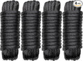 Boat Dock Lines Marine Rope - 1/2" x 15ft with Pre-Spliced 12" Loop Double Braided Nylon Ropes Bumper Tie Mooring Line for Boats Docking Pontoon Boating Accessories - 4 Pack Black