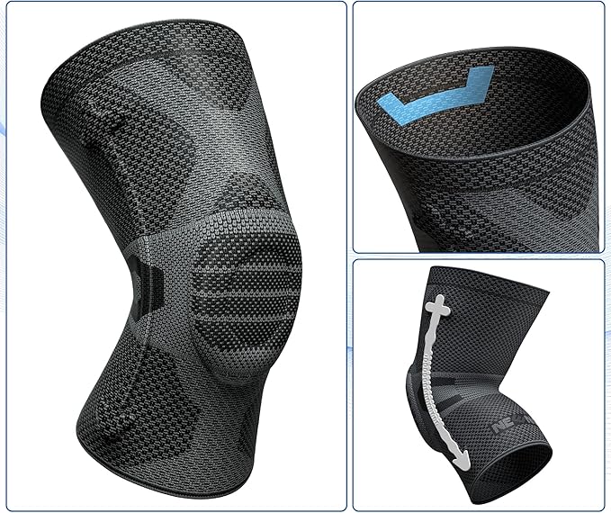NEENCA Professional Knee Brace for Pain Relief, Medical Knee Compression Sleeve, Knee Support with Horizontal Knit Tech for Meniscus Tear, ACL, Arthritis, Joint Pain, Runner, Workout- FSA/HSA APPROVED
