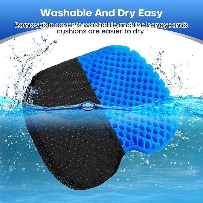 Anti Slip Kayak Gel Seat Cushion with Cover, Waterproof Seat Cushion Kayak Seat Pad for Sit in Inflatable Kayak, Canoe & Boat Fishing, Rowing, Lifetime Kayak Accessories,Office (Blue)