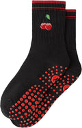 Yawlsow Pilates Grip Socks for Women Yoga Grippy Socks Cute Barre Non Skid Athletic Crew Sticky Sock Workout Hospital