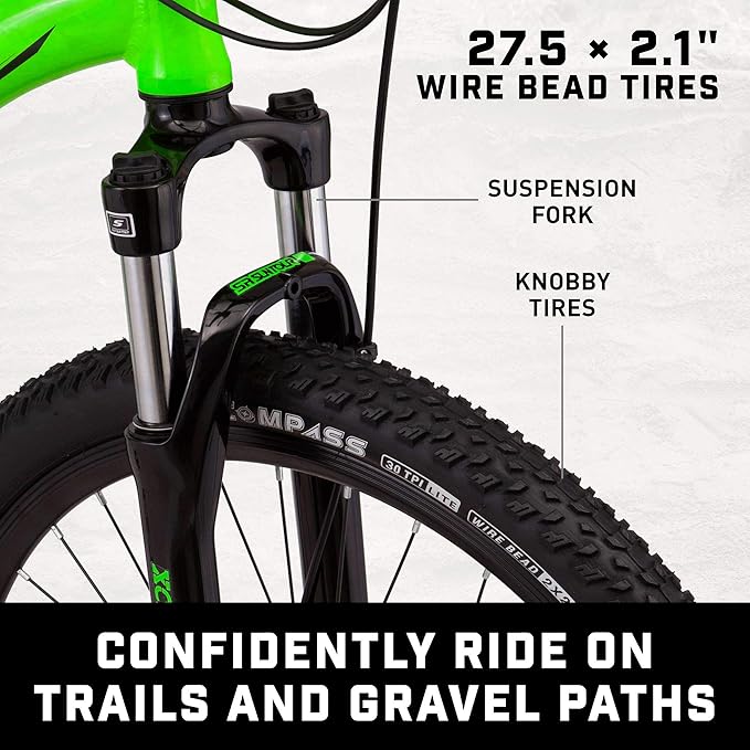 Mongoose Switchback Comp Expert Sport Trail Mountain Bike for Adult Men Women, 16/18/21-Speed Options, 27.5-Inch Wheels, Disc Brakes, Small Medium or Large Aluminum Frames, Hardtail Bicycles