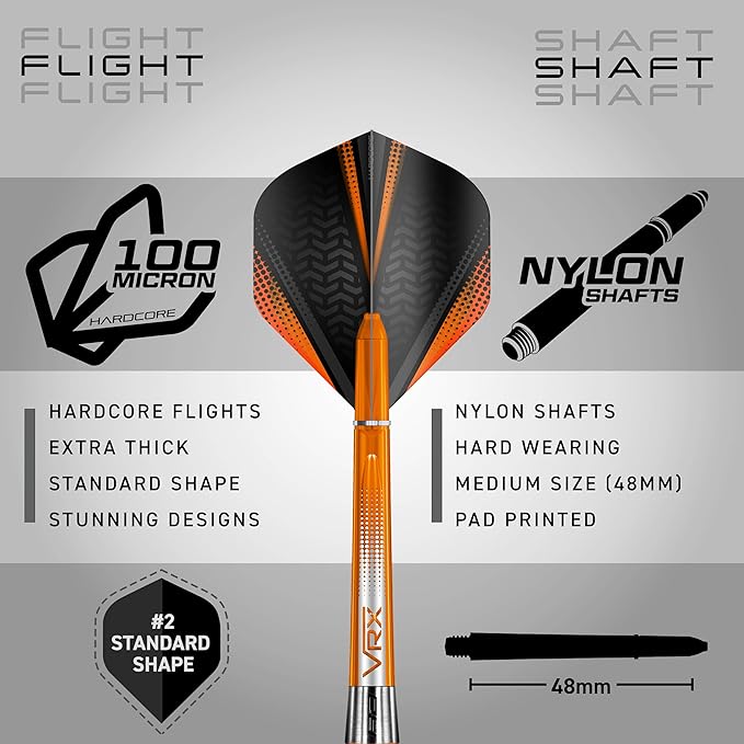 RED DRAGON Amberjack Series Darts Set with Flights and Shafts (Stems)