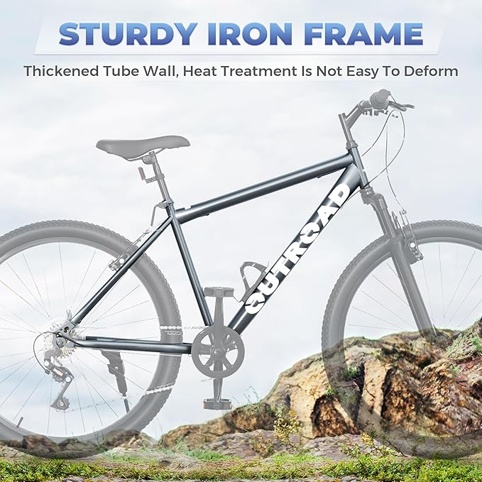 26 inch Mountain Bike with 7/21 Speeds Lightweight Cycling Bicycles, Dual Disc/V Brake,Metal Frame Bicycle for Men and Women, Adult Racing Bike, Road Bike(Blue/Grey/Black)