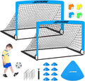 Kids Soccer Goals for Backyard Set, Portable Toddler Soccer Goal 2 of 4x3 ft, 6x4 ft, 7x5 ft, Soccer Training Equipment, Pop Up Soccer Net Kit with Size 4 Soccer Ball, Youth Games, Outdoor Sports Play