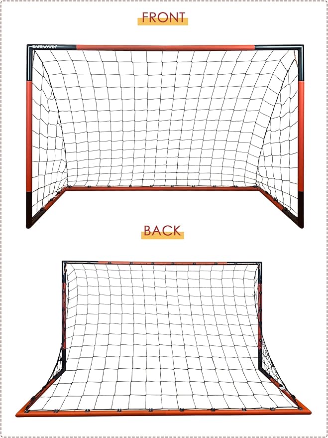 KAIHAOWIN Soccer Goal 3'x2.5'|6'x4'|8'x6'|10'x6.6'-Steel Frame Goal Post All Weather Soccer Net-Quick Assembly Training Sports Soccer Goals for Backyard Indoor Outdoor-Heavy Duty Metal Soccer Goals