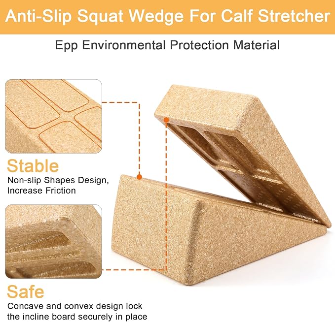 Slant Board Squat Wedge for Calf Stretching，3 Pcs 12" x 6.3" Foot Stretcher Balance Board for Plantar Fasciitis, Adjustable Foam Slant Board Wedge Great for Exercises