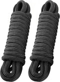 2 Pack 3/4" x 35' Dock Lines - Marine Grade Nylon Boat Rope with 18" Loop for Docking and Mooring - Double Braided Boat Lines, High Strength, Easy Handling, Heavy Duty, Fray Resistant - Black