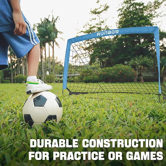 RUNBOW 5x3 ft Portable Kids Soccer Goal for Backyard Practice Soccer Net with Carry Bag