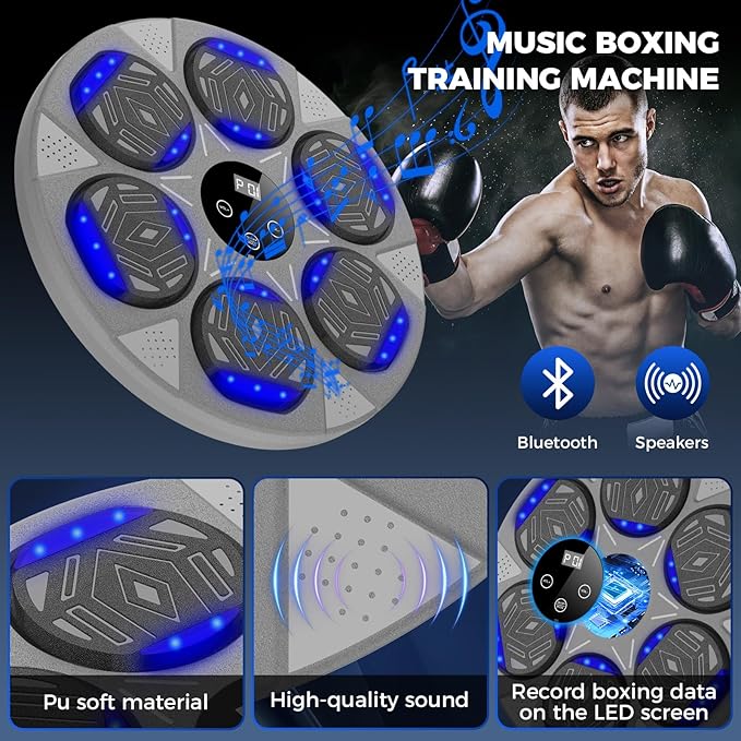 Music Boxing Machine, Boxing Wall Mount Machine for Kids Adult, Bluetooth Smart Boxing Traineing Machine with Boxing Gloves, Boxing Workout Equipment Target for Home, Office, Gym (Upgrade)