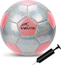 Soccer Ball Size 3 4 5 Glitter Pink Purple Silver with Pump Toddler Soccer Ball for Kids Aged 3-6 6-8 8-12 Outdoor Training Ball for Girls Boys Children Youth Teens