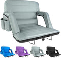 Stadium Seats with Back Support Wide, Exclusive Bleacher Chairs with Back and Cushion Folding Stadium Chairs, 6 Reclining Positions Waterproof Bleacher Seats with 2 Hooks (Wide|22.5" Grey)