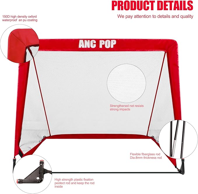 Portable Pop Up Soccer Goal for Kids Trainning and Family Game Foldable Soocer Net for Backyard with Carrying Case