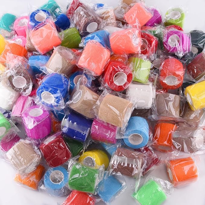 BQTQ 144 Rolls Self Adhesive Bandage Wrap 2 Inch Colorful Self Adherent Wrap Tape Sticky Bandage Athletic Wrap Self Adhesive Wrap for Sports Vet Wrist Ankle Sprains