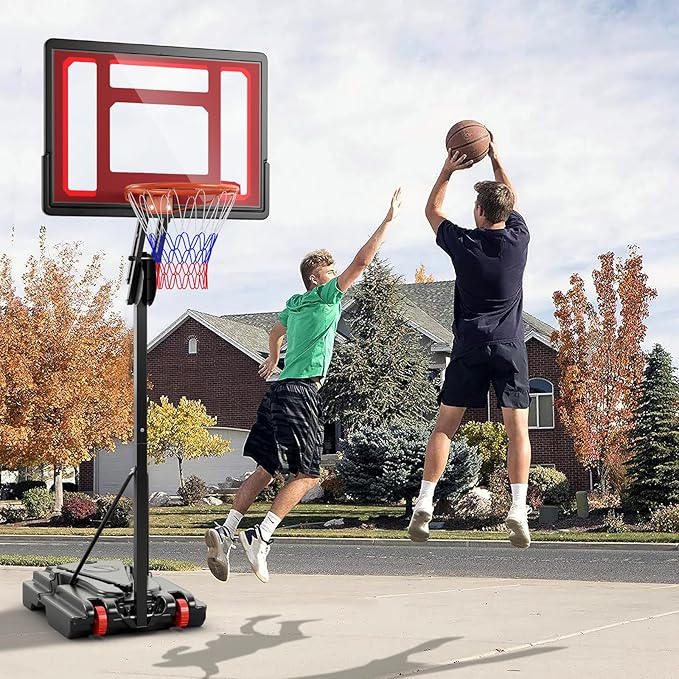 Giantex 10 Ft Basketball Hoop Outdoor - 5 FT to 10 FT Height Adjustable Indoor Portable Basketball Goal System with 2 Wheels, Weight Bag, Fillable Base, 32" Backboard, Perfect for Kids Teens Adults