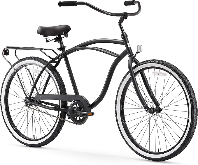 sixthreezero Around The Block Men's Beach Cruiser Bike, Hybrid Bicycle with Rear Rack