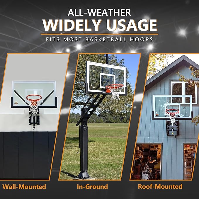 Basketball Rim, Heavy Duty Basketball Rim Replacement - Universal 18 Inch Breakaway Rim and Net,Professional Double-Spring Backboard Rims For In-Ground and Wall-Mounted Basketball Hoops Indoor Outdoor