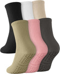6 Pairs Grip Pilates Socks for Women, Non-slip Yoga Athletic Socks for Barre Ballet Barefoot Workout Hospital