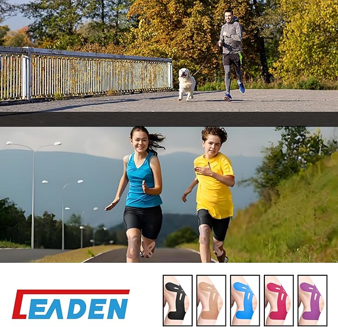 IEADEN Precut Kinesiology Tape for Knees, 20 Pcs - Knee Support & Stability, Knee Pain Relief Athletic Tape - Waterproof & Elastic, Breathable Hypoallergenic Latex-Free Tape, Purple