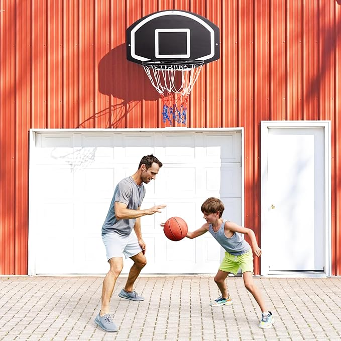 GYMAX Mini Basketball Hoop, Wall Mounted Basketball Hoop with Large Shatterproof Backboard, Weather Resistant Net & Mounting Hardware, Portable Indoor Outdoor Basketball Goal for Kids, Teens, Adults