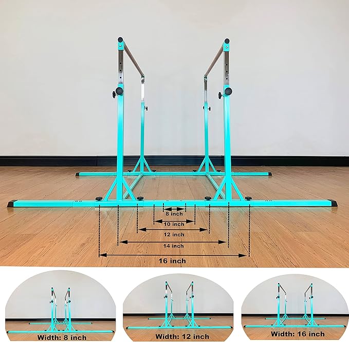 MARFULA Gymnastics Double Horizontal Bars 3Play Parallel Bars Uneven Bars Gymnastics Training Kip Bar with 304 Stainless Steel Regulating Arms & Fiberglass Rail for Indoor Outdoor Home Club Use