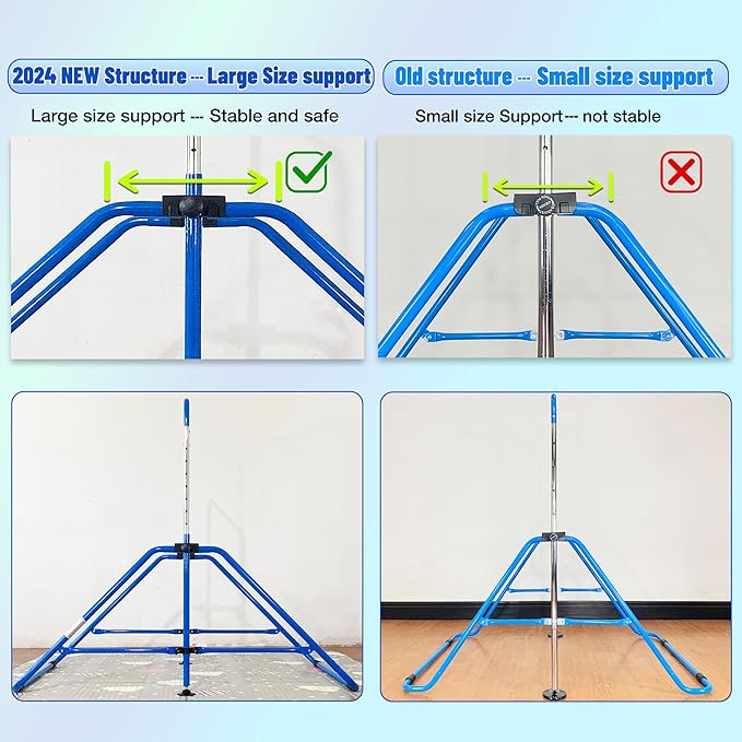 MARFULA Foldable Gymnastic Bar for Kids Ages 3-9, 9 Height Levels, 200 lbs Weight Capacity, 5 Ft Length Gymnastic Kip Bar with Mat, Gymnastic Equipment for Home and Gym Center Indoor Outdoor Use