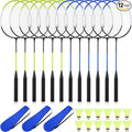12 Pack Badminton Rackets Set Including Rackets, Nylon Shuttlecocks and Carry Bag for Outdoor Backyard Games Beginners