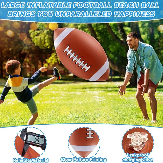 Lewtemi Giant Inflatable Sports Balls Large Inflatable Beach Ball Baseballs Soccer Rainbow Basketball Football for Sport Birthday Party Favor(2 Pcs,Soccer, Football,27 Inch)