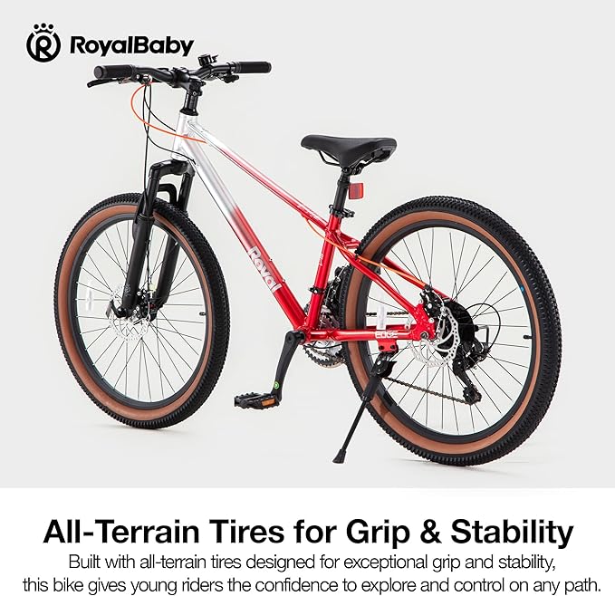 RoyalBaby Kids Mountain Bike for Boys and Girls, Ultra-Light Aluminum 20-24 Inch Wheel Bicycle for 6-14 Years Old Children, 7/21-Speeds Drivetrain