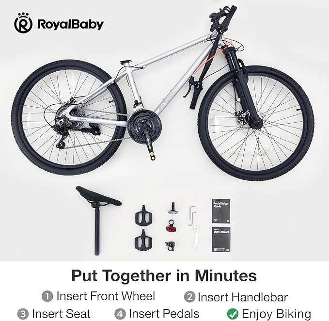 RoyalBaby Kids Mountain Bike for Boys and Girls, Ultra-Light Aluminum 20-24 Inch Wheel Bicycle for 6-14 Years Old Children, 7/21-Speeds Drivetrain