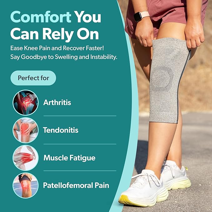 BraceAbility Knee Compression Sleeve - Knit Knee Pain Brace for Men or Women, Arthritis Relief, Meniscus Tear, Running, Workout, Sports, Swelling, Athletic Support for Joint Stability (XL/2XL Gray)