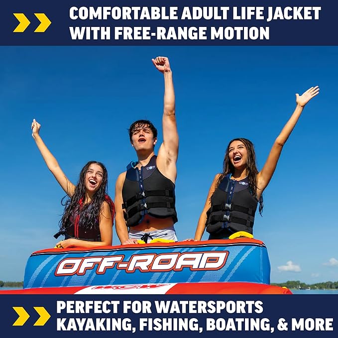 WOW Sports Life Jacket, US Coast Guard Approved Life Vest for Fishing, Kyaking, & Boating PFD, Blue - 2XL/3XL
