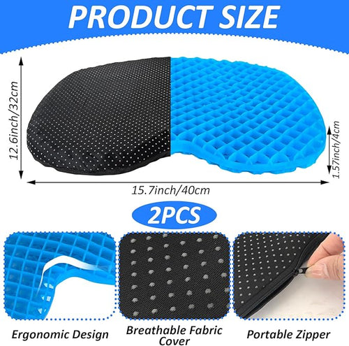 2 Pack Anti Slip Kayak Seat Cushion Thick Waterproof-Gel Breathable U Shape Seats Pad with Non-Slip Cover for Sit in Inflatable Kayak Canoe & Boat Kayak Accessories for Fishing Kayak