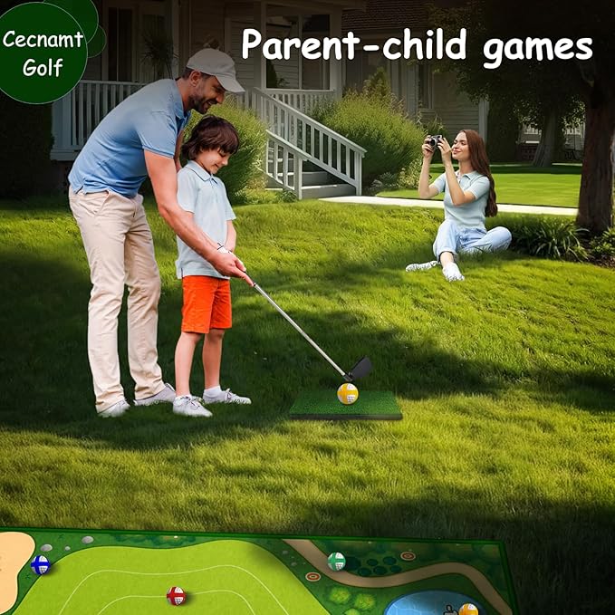 Golf Chipping Game - Battle Golf with Club & Double-Sided Hitting Mat, Chip Sticky Practice Game Set for Adults & Kids, Indoor & Outdoor