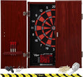 Viper by GLD Products Neptune Electronic Dartboard Cabinet Combo Pro Size Over 55 Games Large Auto-Scoring LCD Cricket Display Extended Dart Catch Area 16 Player Multiplayer with Soft Tip Darts and Power Adapter , 21.5" L x 26.5" W x 3.5" H
