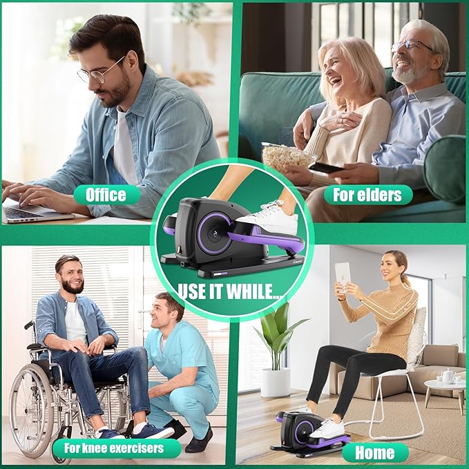 ANCHEER Under Desk Elliptical, Electric Ellipse Leg Exerciser While Sitting for Seniors Adults, Quiet Portable Motorized Seated Foot Pedal Exerciser with Remote Control for Home Office Use
