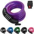Lumintrail Combination Bike Lock Cable - 6ft Bike Locks Heavy Duty Anti Theft with Combinations - Bike Cable Lock Combination with Mounting Bracket (1 Pack, Purple)