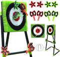 Family Axe Throwing Game for Backyard Fun | Safe Bristle Target Set with 4 Axes & 4 Darts for Kids & Adults | Lightweight & Portable for Carnival, Camping, Party and Indoor/Outdoor Games