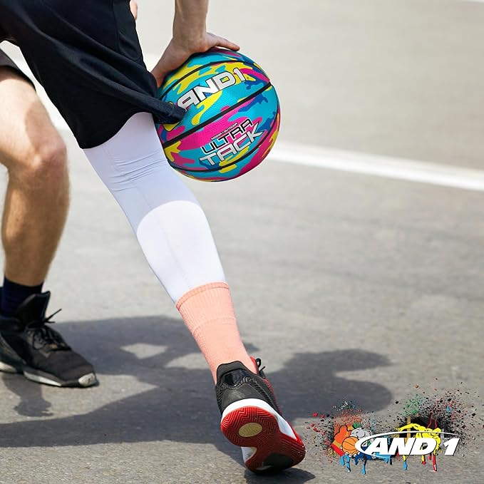 AND1 Ultra Grip Basketball: Official Regulation Size 7 (29.5 inches) Rubber- Deep Channel Construction Streetball, Made for Indoor Outdoor Basketball Games