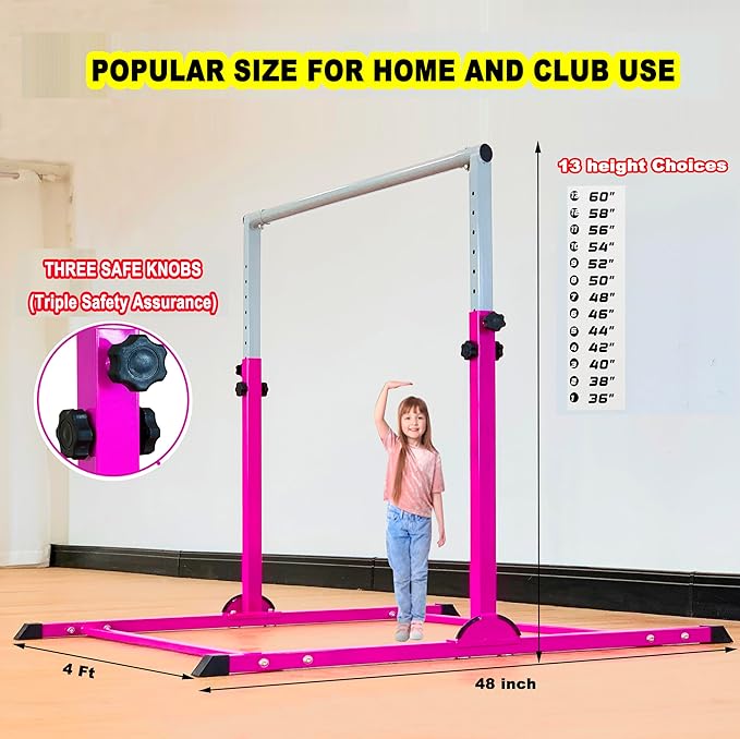 MARFULA Gymnastic Bar for Kids Gymnastic Kip Bar Horizontal Bar Gymnastic Training Equipment for Kids 3-15 Years Home and Club Use