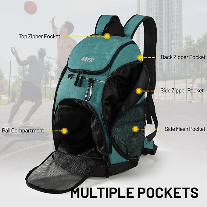 MIER Gym Backpack 40L Basketball Backpack with Ball Compartment & Shoes Storage Multi-Functional Sports Soccer Bag Large Equipment Back Pack Volleyball Backpacks for Men Women