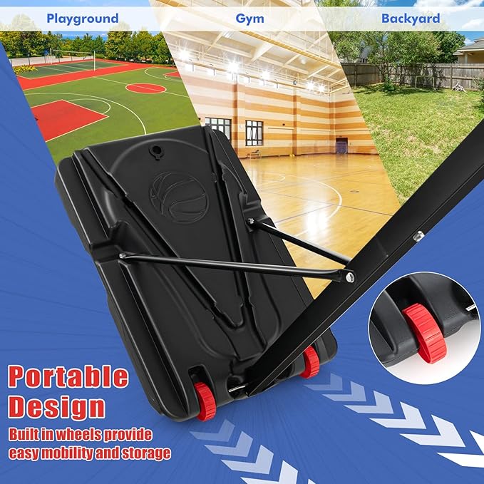 Goplus Portable Basketball Hoop Outdoor, 5FT-10FT Height Adjustable Basketball Stand System with Shatterproof Backboard, Weighted Bag, Indoor Outside Court Basketball Goal for Kids Youth